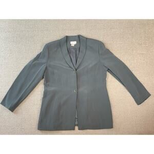 Due per Due Silk Blazer Jacket Career Gray Green Size 16